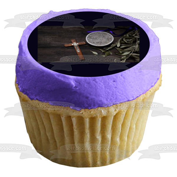 Ash Wednesday a Cross and Ashes Edible Cake Topper Image ABPID57345