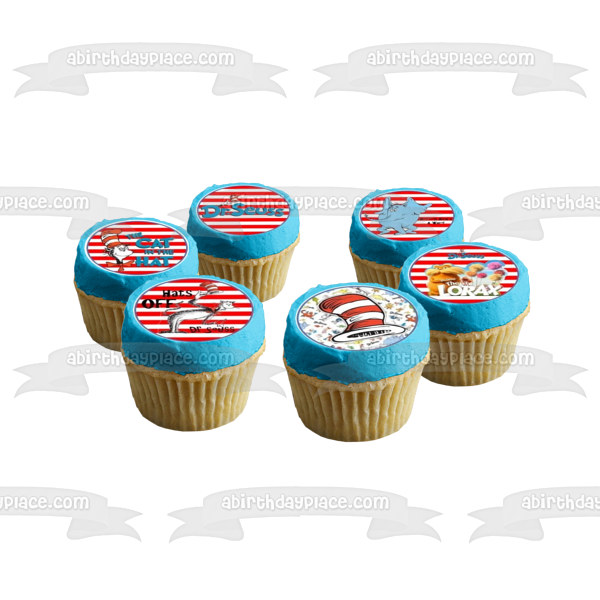 Dr. Seuss Green Eggs and Ham Hats Off Edible Cupcake Topper Images ABPID05514
