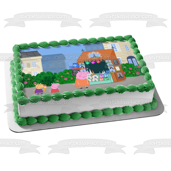 Peppa Pig: World Adventures Mummy Pig and Suzy Sheep Edible Cake Topper Image ABPID57370