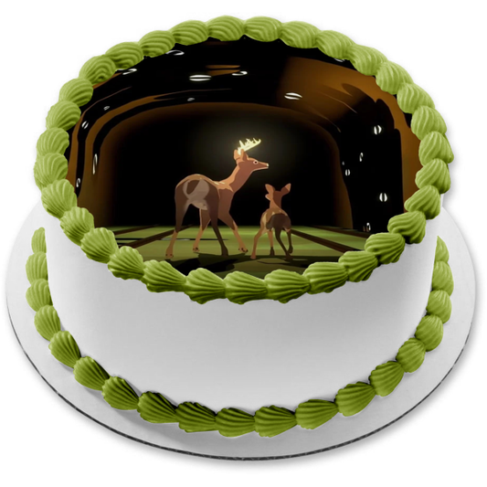 Way to the Woods Deer and Her Fawn Edible Cake Topper Image ABPID57371
