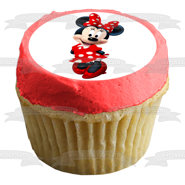 Minnie Mouse Hands Behind Her Back Edible Cake Topper Image ABPID57434