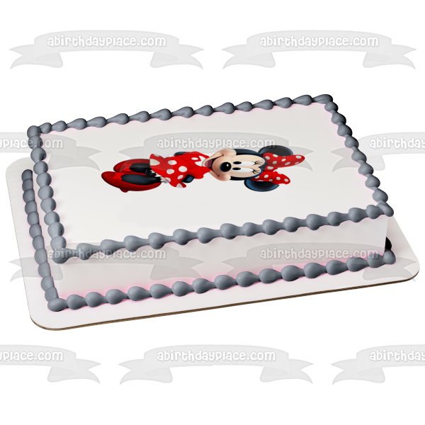 Minnie Mouse Hands Behind Her Back Edible Cake Topper Image ABPID57434