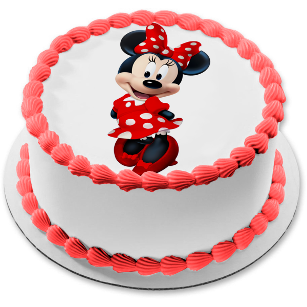 Minnie Mouse Hands Behind Her Back Edible Cake Topper Image ABPID57434
