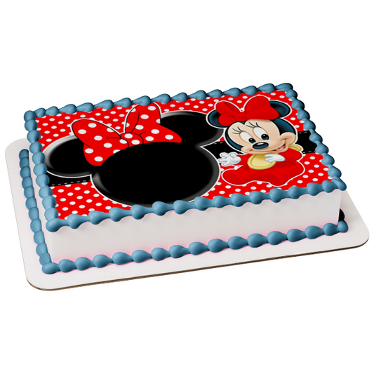 Minnie Mouse Happy 1st Birthday and a Photo Frame Edible Cake Topper Image ABPID57435