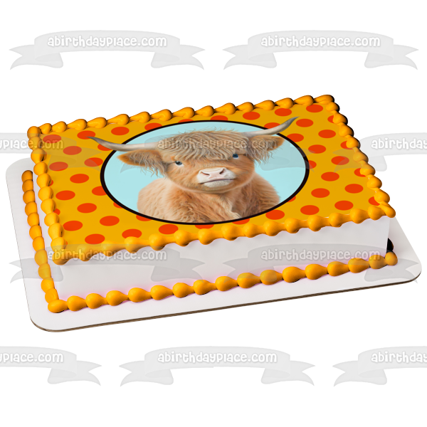 Baby Highland Cow Edible Cake Topper Image ABPID57437