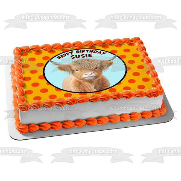 Baby Highland Cow Edible Cake Topper Image ABPID57437