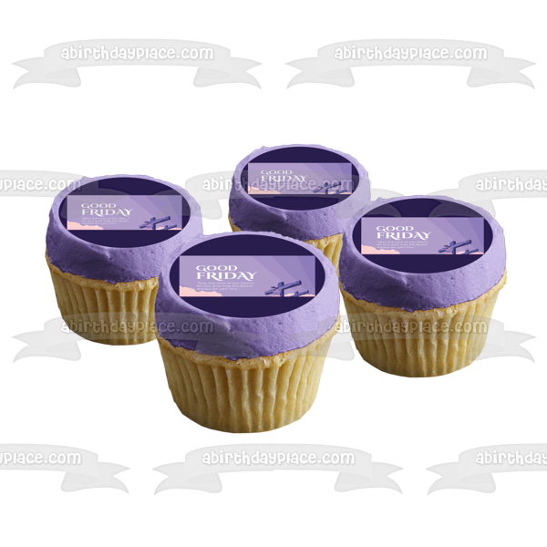 Good Friday Purple Crosses Edible Cake Topper Image ABPID57459