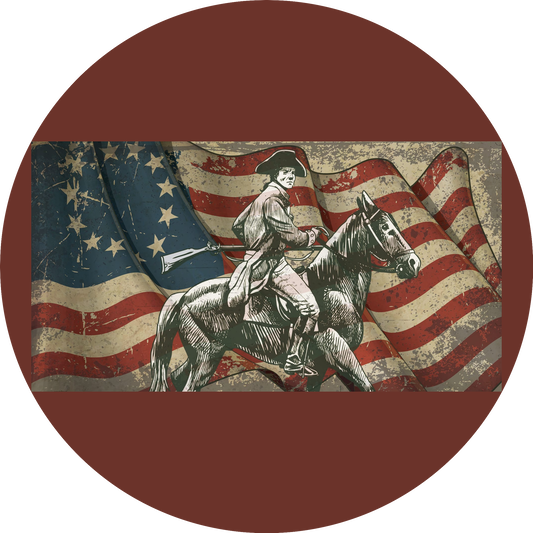 Happy Patriots Day Man on a Horse and the American Flag Edible Cake Topper Image ABPID57461