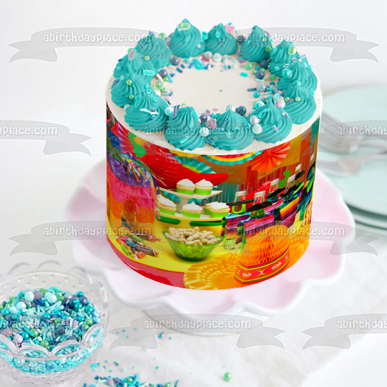 Happy Cinco De Mayo Piñatas Sombreros and Adult Beverages Edible Cake Topper Imagen ABPID57468 