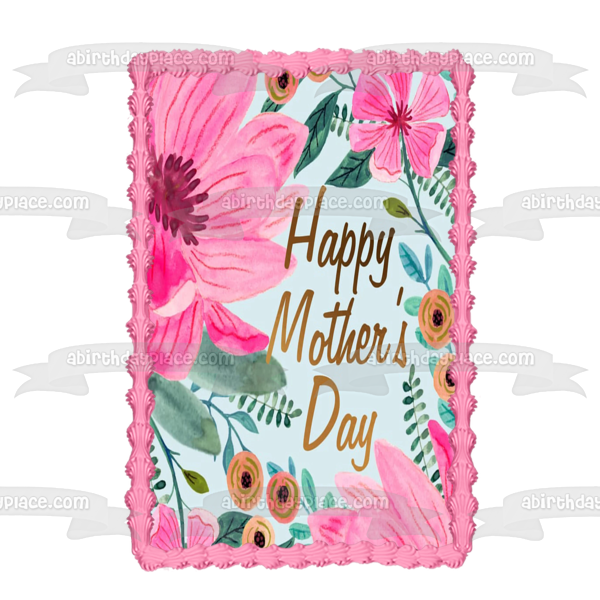 Feliz día de la madre flores coloridas decoración comestible para tarta imagen ABPID57471 
