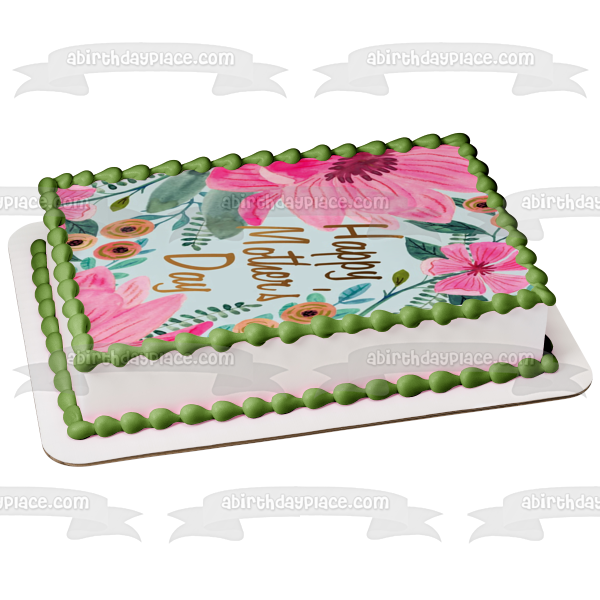 Feliz día de la madre flores coloridas decoración comestible para tarta imagen ABPID57471 