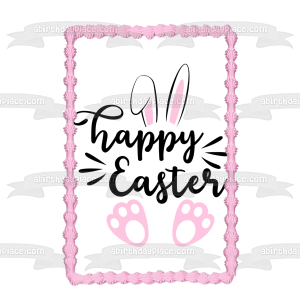 Happy Easter Easter Bunny Edible Cake Topper Image ABPID57456