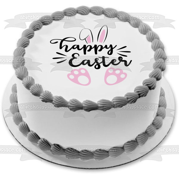Happy Easter Easter Bunny Edible Cake Topper Image ABPID57456