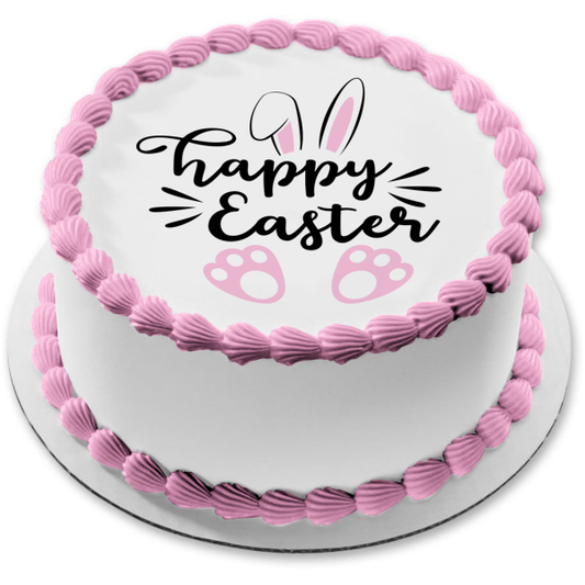 Happy Easter Easter Bunny Edible Cake Topper Image ABPID57456