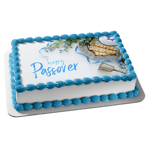 Happy Passover Biscuits Flowers and a Yamaoka Edible Cake Topper Image ABPID57457