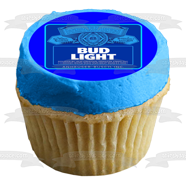 Bud Light Anheuser-Busch Label Custom Age and Message Edible Cake Topper Image ABPID57475