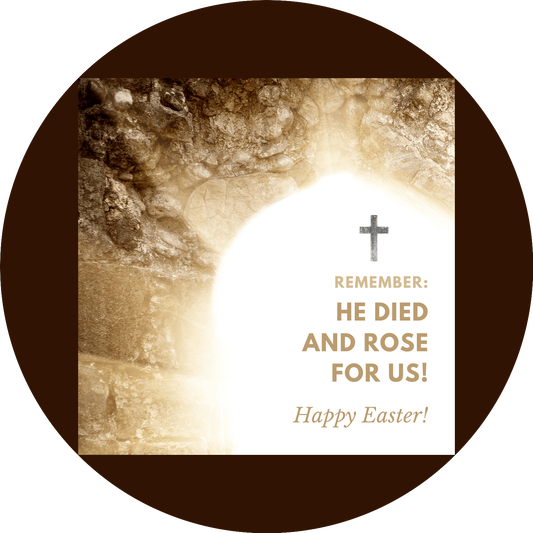 Happy Easter He Died and Rose for Us Cross Edible Cake Topper Image ABPID57484