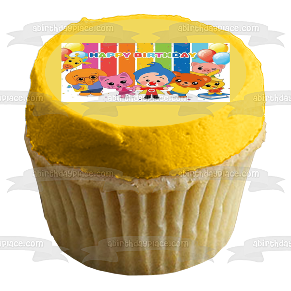 Plim Plim Mei Li Acuarella and Nesho Happy Birthday Edible Cake Topper Image ABPID57485