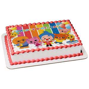 Plim Plim Mei Li Acuarella and Nesho Happy Birthday Edible Cake Topper Image ABPID57485