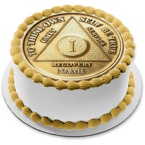 Celebrate Sobriety 1 Year Chip from Aa Edible Cake Topper Image ABPID57489