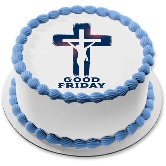 Good Friday Jesus Silhouette on the Cross Edible Cake Topper Image ABPID57462