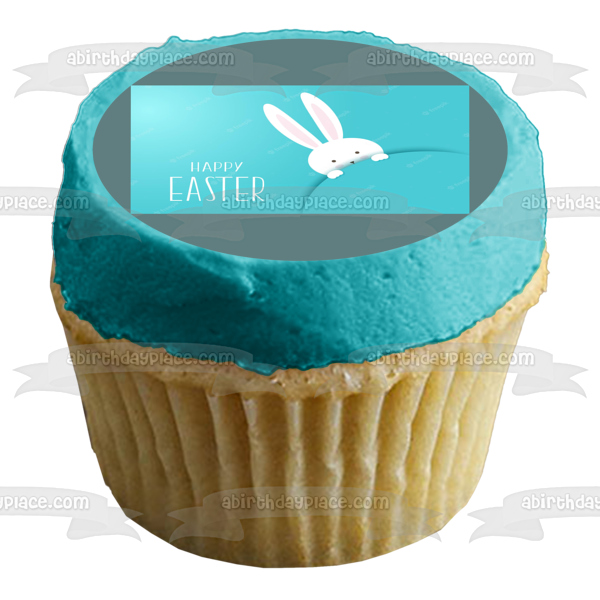 Imagen comestible para tarta con conejito blanco de Pascua feliz ABPID57463 