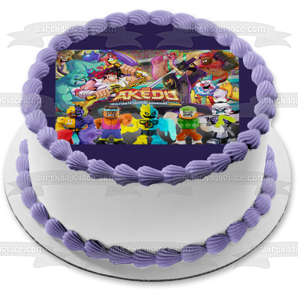 Akedo Arcade Warriors Series 4 Fantamu Sandtrap Shortout Buster Splits and Sweat Stain Edible Cake Topper Image ABPID57493