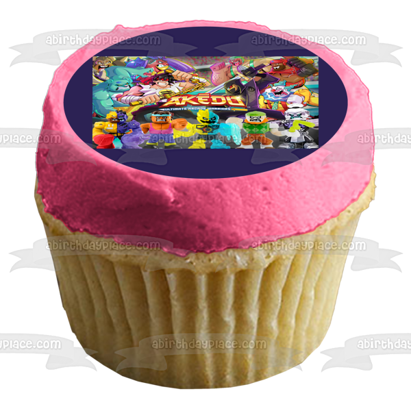 Akedo Arcade Warriors Series 4 Fantamu Sandtrap Shortout Buster Splits and Sweat Stain Edible Cake Topper Image ABPID57493