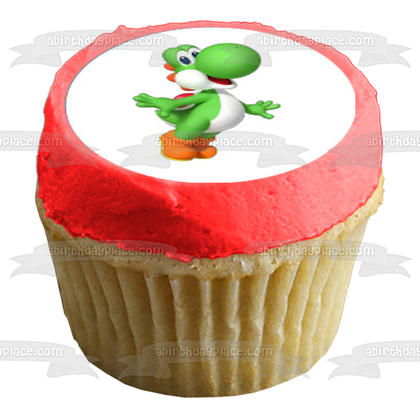 Super Mario Brothers Luigi Yoshi Toad Starman Princess Peach and a Green Star Edible Cupcake Topper Images ABPID07326