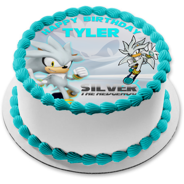 Silver the Hedgehog Customizable Edible Cake Topper Image ABPID57508