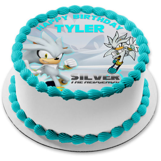 Silver the Hedgehog Customizable Edible Cake Topper Image ABPID57508