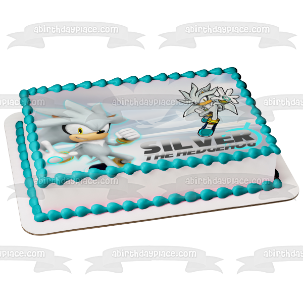 Silver the Hedgehog Customizable Edible Cake Topper Image ABPID57508