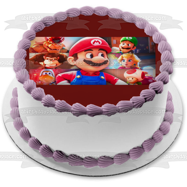 Super Mario Brothers Movie Toad Princess Peach and Bowser Edible Cake Topper Image ABPID57517