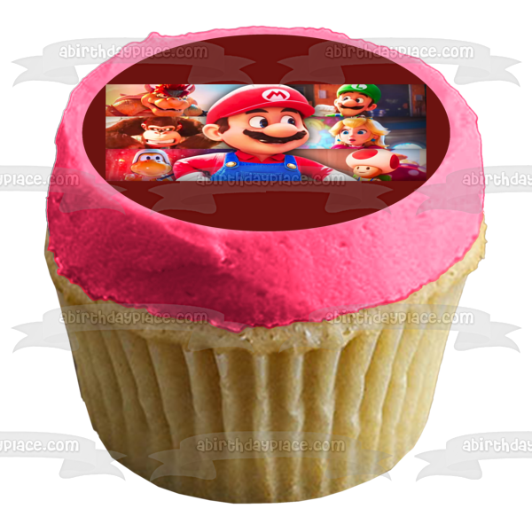 Super Mario Brothers Movie Toad Princess Peach and Bowser Edible Cake Topper Image ABPID57517