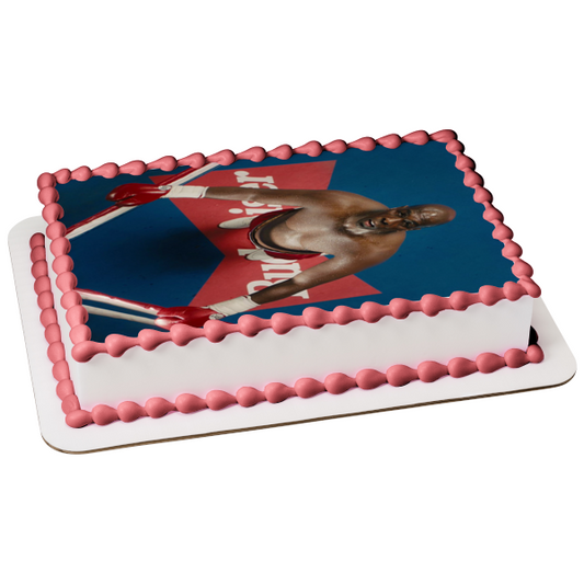 Imagen comestible para tarta de Big George Foreman en un ring de lucha libre ABPID57543 