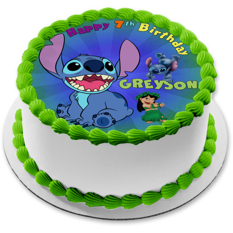 Stitch with Flowers from Lilo and Stitch Edible Cake Topper Image  ABPID51026 