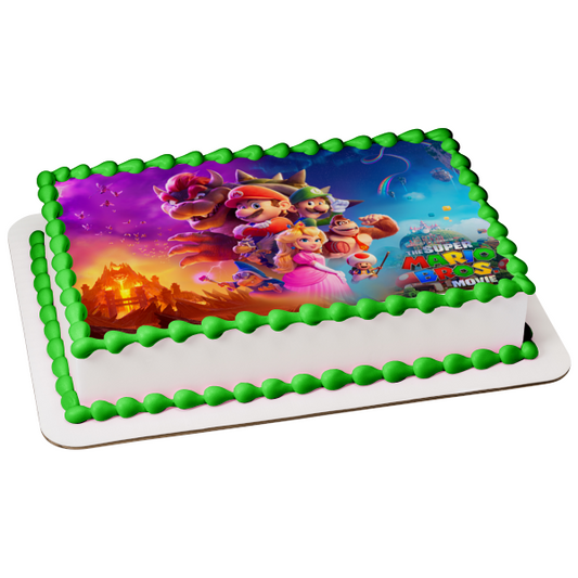 The Super Mario Bros. Movie Luigi Bowser and Princess Peach Edible Cake Topper Image ABPID57614