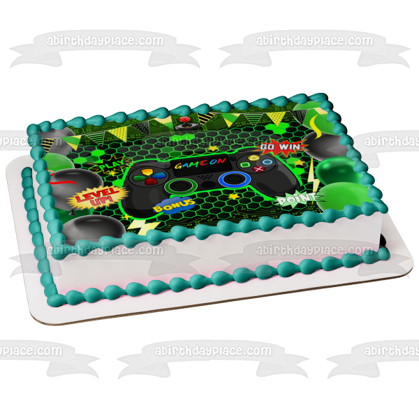 Game on Point Level Up Bonus Play Edible Cake Topper Image ABPID57671
