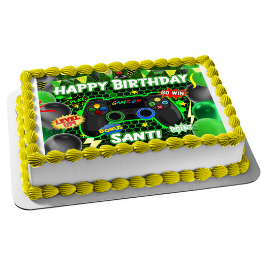 Game on Point Level Up Bonus Play Edible Cake Topper Image ABPID57671