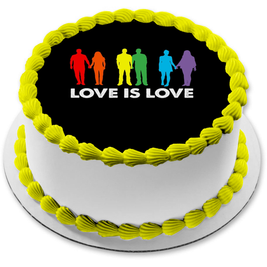 Imagen de decoración comestible para tarta con el Mes del Orgullo feliz del amor es amor ABPID57677 