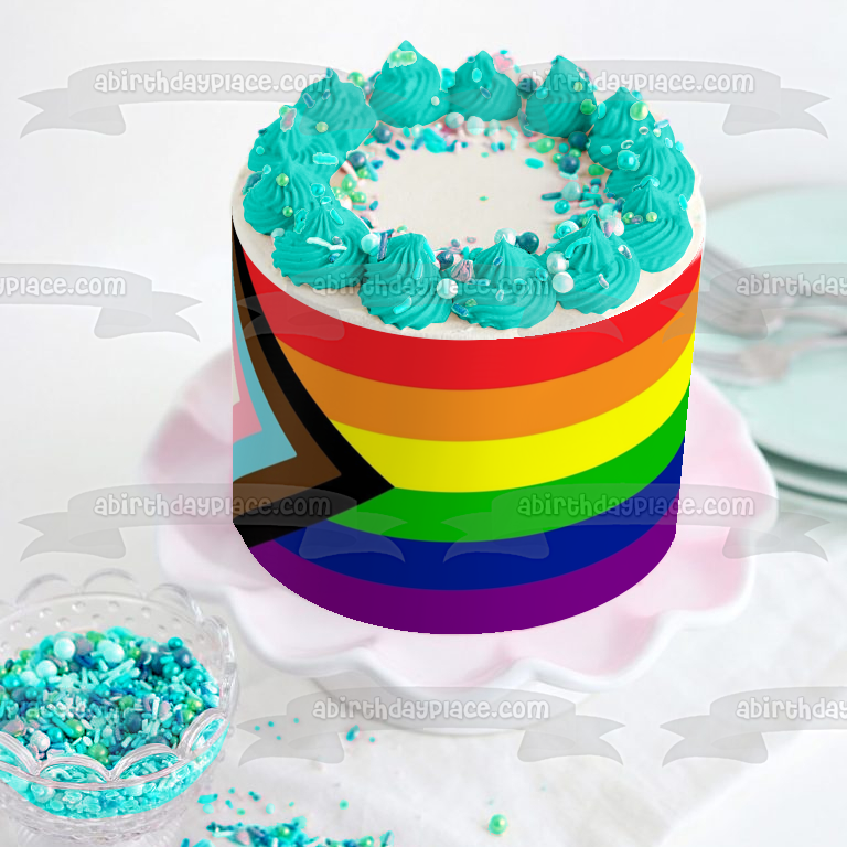 Imagen comestible para tarta con bandera Lgbtqia del mes del orgullo feliz ABPID57680 