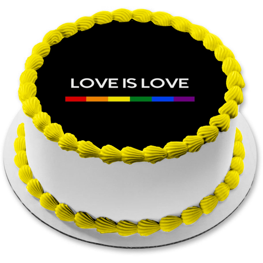 Imagen de decoración comestible para tarta con el Mes del Orgullo feliz del amor es amor ABPID57681 