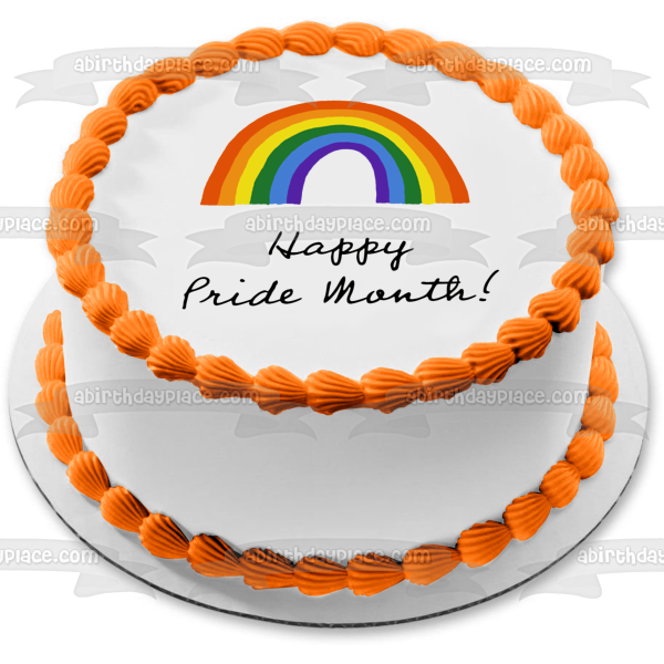 Happy Pride Month Rainbow Edible Cake Topper Image ABPID57682