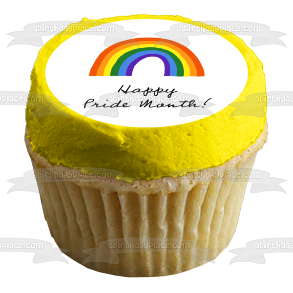 Happy Pride Month Rainbow Edible Cake Topper Image ABPID57682