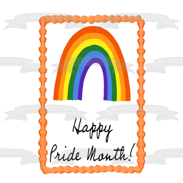 Happy Pride Month Rainbow Edible Cake Topper Image ABPID57682
