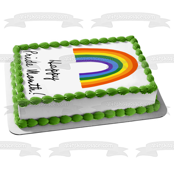 Happy Pride Month Rainbow Edible Cake Topper Image ABPID57682