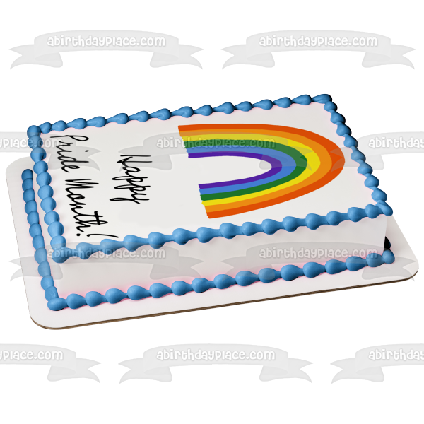 Happy Pride Month Rainbow Edible Cake Topper Image ABPID57682