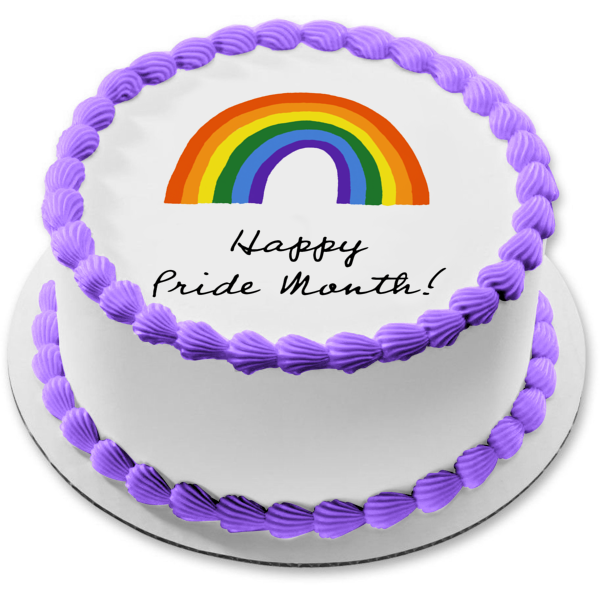 Happy Pride Month Rainbow Edible Cake Topper Image ABPID57682