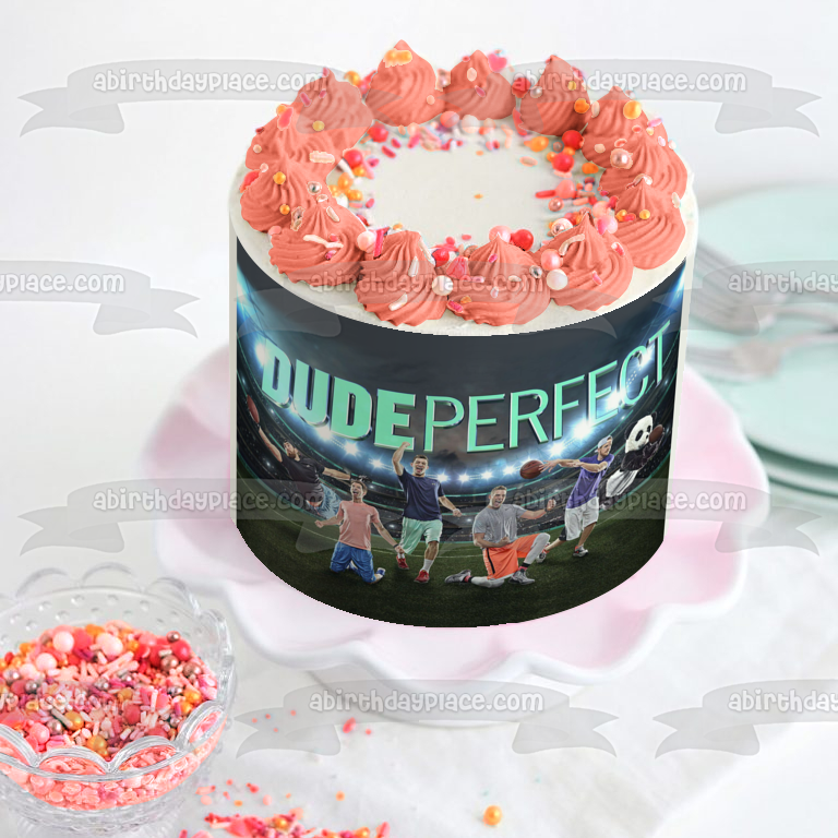 Dude Perfect Tyler Beard Toney Cory Coby Cotton Garrett Purple Hoser Hilbert Cody Tall Guy Jones Edible Cake Topper Image ABPID57690