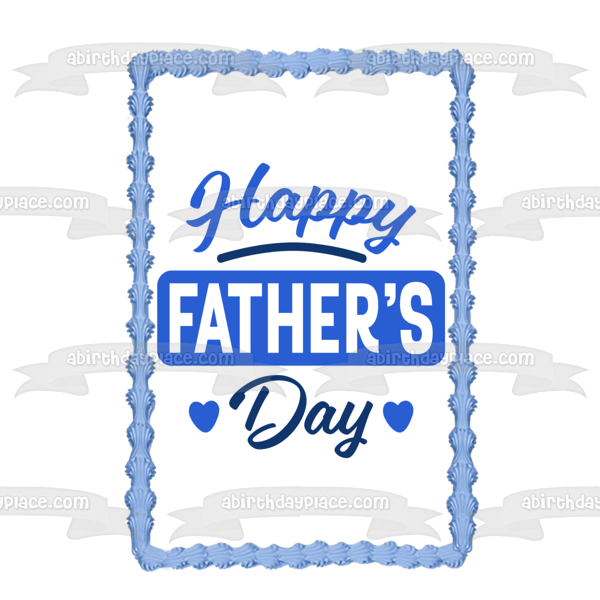 Adorno comestible para tarta con corazones azules, feliz día del padre, imagen ABPID57699 